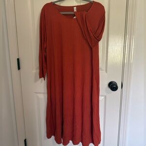 Zenana Outfitters Rust Orange Long Sleeve Maxi Dress